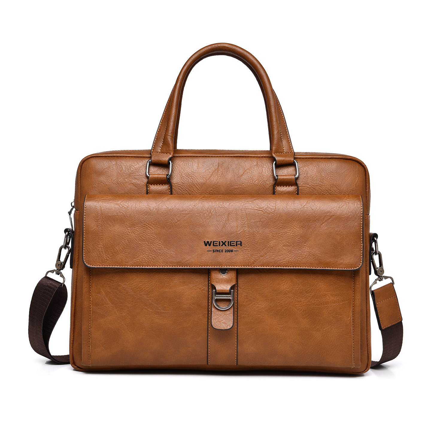 Leather Briefcase - Винтажный темно-коричневый мужской портфель из искусственной