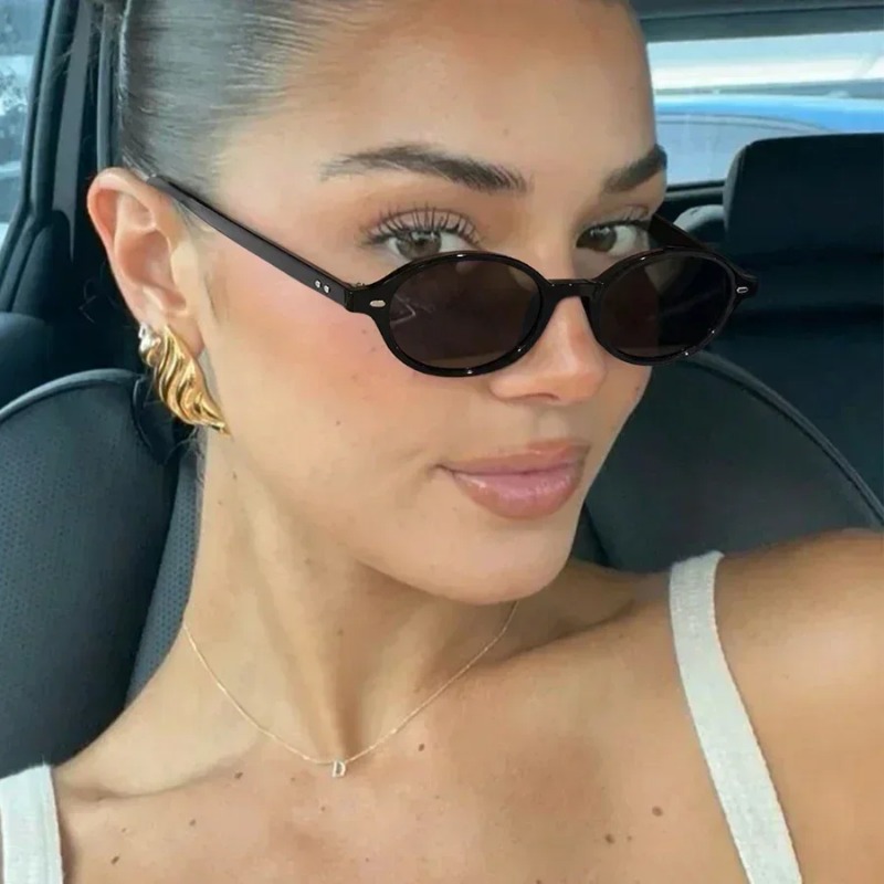 Sunglasses Uv400 - Ретро-овальные солнцезащитные очки унисекс с заклепками,