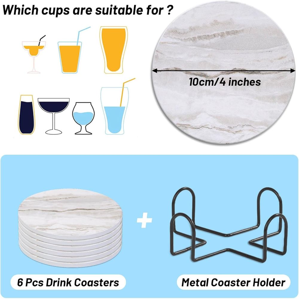 Набор из 6 впитывающих подстав – обзор и цена Marble Coaster Set